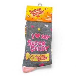 I Love My Sugar Daddy Gray and Pink Crew Socks